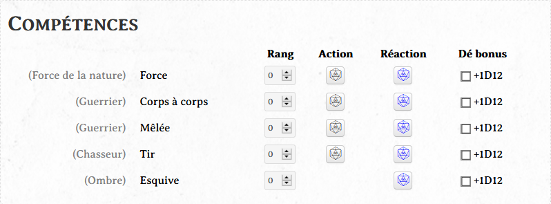 Compétences de combat